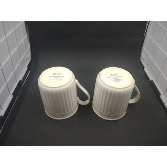 Mikasa Italian Countryside White Ribbed Stoneware Porcelain Mugs set of 2 - Picture 8 of 9